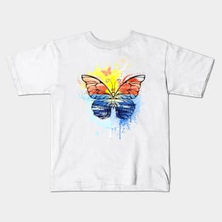 Butterfly with Painted Sea Kids T-Shirt